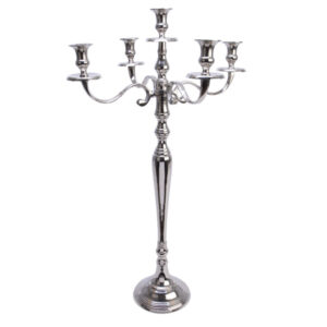 CANDELABRO ALLUMINIO 5 FIAMME 46X46 H80 CM  (Cod. 33996-01)