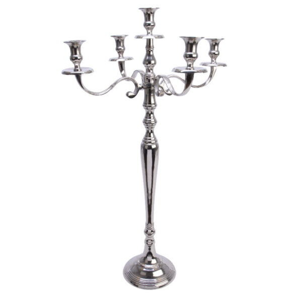 CANDELABRO ALLUMINIO 5 FIAMME 46X46 H80 CM  (Cod. 33996-01)