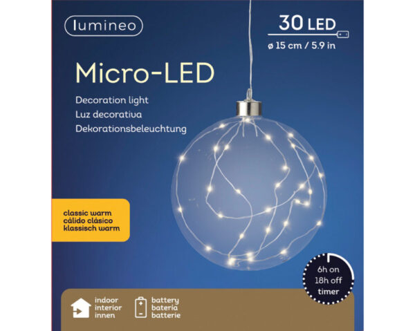 PALLINA C/30 LED D15 H80 CM LUCE BIANCO CLASSICO  (Cod. 34000-01)