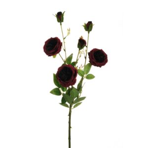 ROSE RAMO AUSTIN CON 3 FOGLIE E 3 BOCCIOLI viola-scuro (Cod. 33373-02)