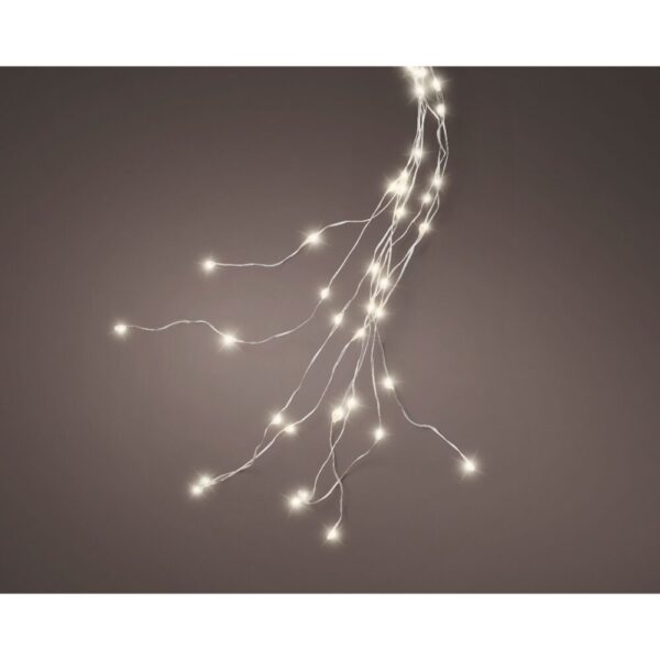 CASCATA LUCI BIANCO CALDO 408 LED 180 CM IN-OUTD filo-argento-luce-calda (Cod. 34013-01)