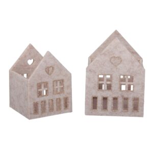 SET 2 PZ CESTINI FORMA DI CASA FELTRO 13,5/16 cm  (Cod. 33899-01)