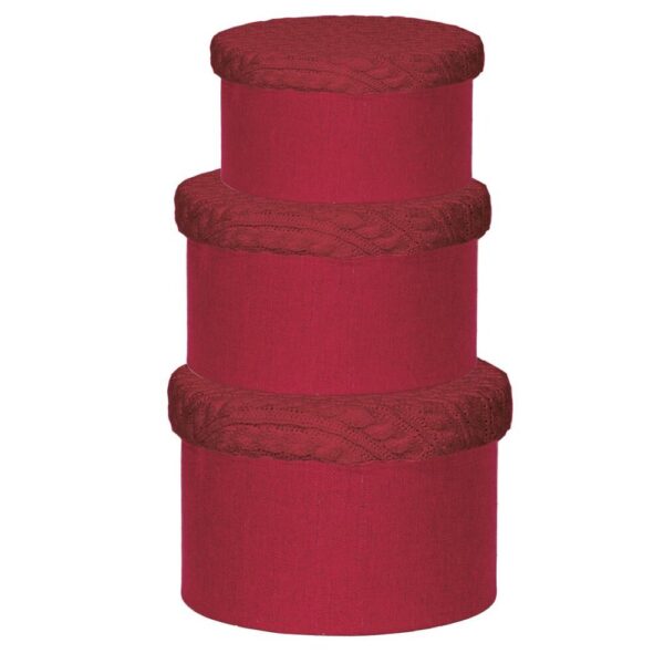 SET 3 SCATOLE LANA D26-H14/ D23,5-H13/ D21-H11 rosso (Cod. 34357-02)
