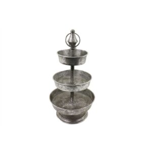 PORTA FRUTTA ARGENTO 3 PIANI D20,5 H39 CM   (Cod. 34409-01)