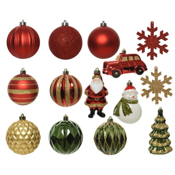 BOX PALLINE DI NATALE MISTE D8 25PZ rosso-verde-oro (Cod. 33985-01)