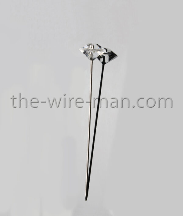 SPILLO DIAMANTE TRASPARENTE DIAM TESTA 6MM 40 MM 85PZ  (Cod. 27916-01)
