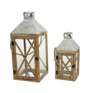SET 2 PZ LANTERNA LEGNO 25X25 H60 CM  (Cod. 34052-01)