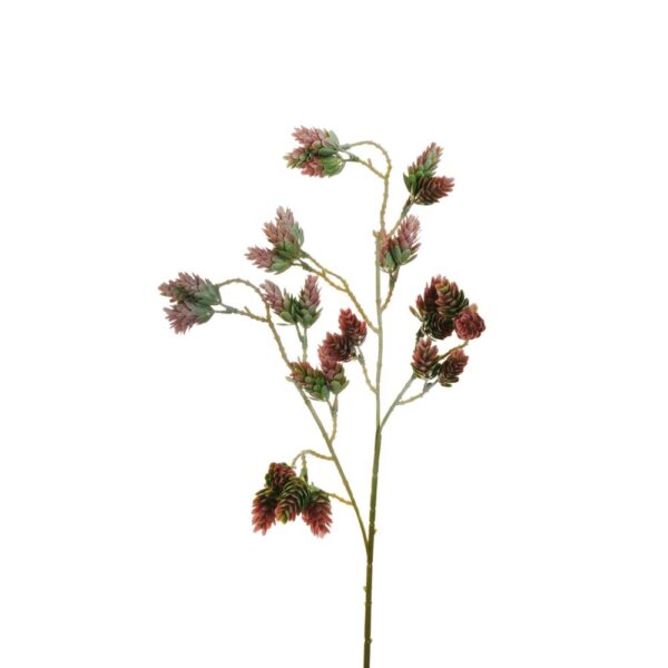 RAMO LUPPOLO FLOCCATO 69CM verde-malva (Cod. 34598-02)