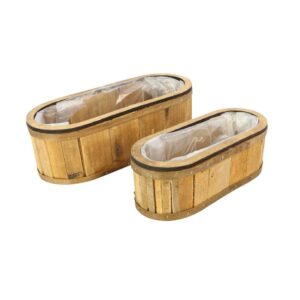 SET 2 VASCHETTE LEGNO OVALI  38X16,5X12 -30X12X10 CM  (Cod. 34707-01)
