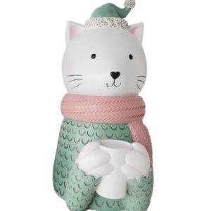 GATTINA PORTAFIORI  12X15 H 26 gattino-con-tazzina (Cod. 34621-02)