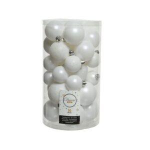 BOX 30 PZ. PALLINE DI NATALE DIAM. 4-5-6 CM bianco-inverno (Cod. 15325-10)
