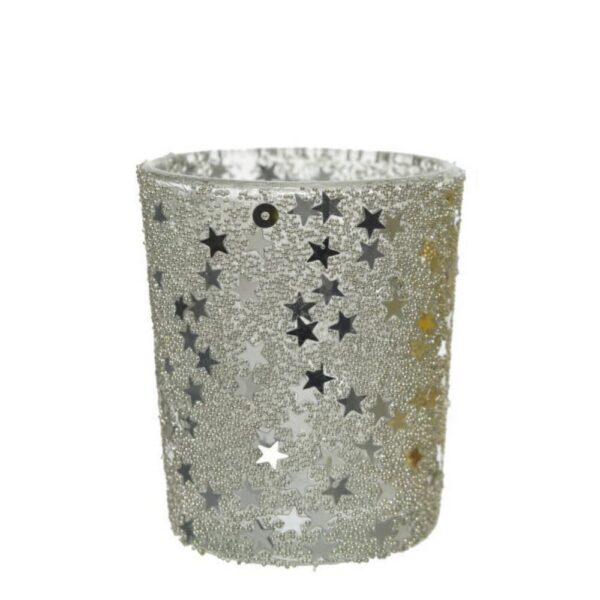 PORTACANDELE VETRO D5,5 H6,5 CM argento (Cod. 28885-01)