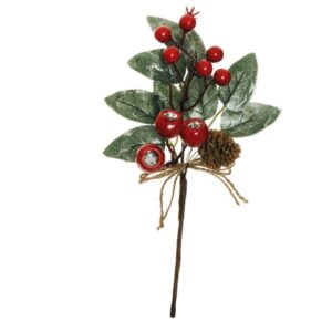 PICK 6 PZ BACCHE, DIAMANTE, BACCHE, PIGNE H28CM  rosso (Cod. 34770-03)