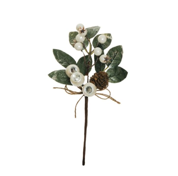 PICK 6 PZ BACCHE, DIAMANTE, BACCHE, PIGNE H28CM  bianco (Cod. 34770-04)