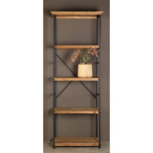 SCAFFALE 4 PIANI METALLO E LEGNO 80X50 H210 nero-e-naturale (Cod. 34905-01)