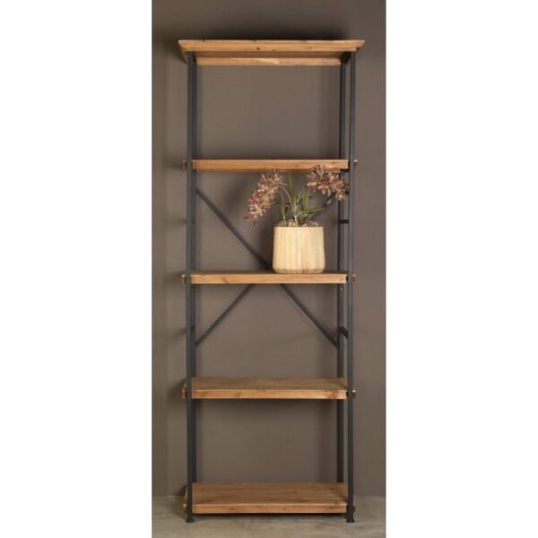 SCAFFALE 4 PIANI METALLO E LEGNO 80X50 H210 nero-e-naturale (Cod. 34905-01)