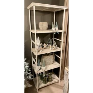 SCAFFALE 4 PIANI METALLO E LEGNO 80X50 H210 bianco-e-sbiancato (Cod. 34905-02)
