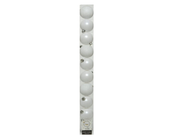 CONFEZ. 10 PALLINE INFRANGIBILI D.6 CM bianco (Cod. 34951-01)