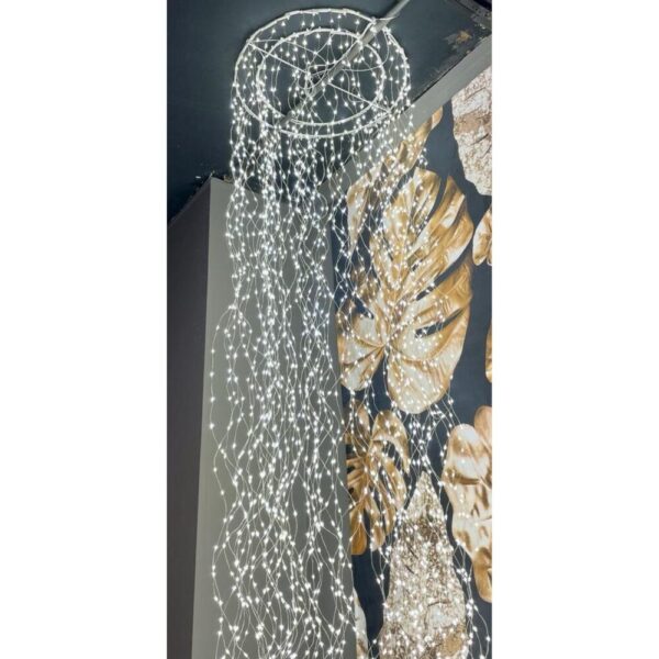 CASCATA LUCI C/2 CERCHI CONCENTRICI D40 H200CM 2800LEDS bianco-caldo (Cod. 34796-01)