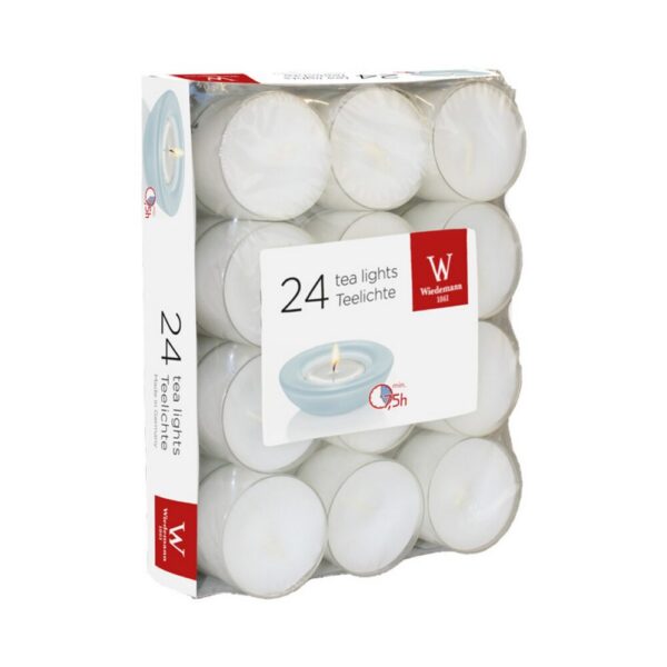 PZ.24 TEALIGHTS CON BASE TRASPARENTE 7,5 ORE bianco (Cod. 34776-01)