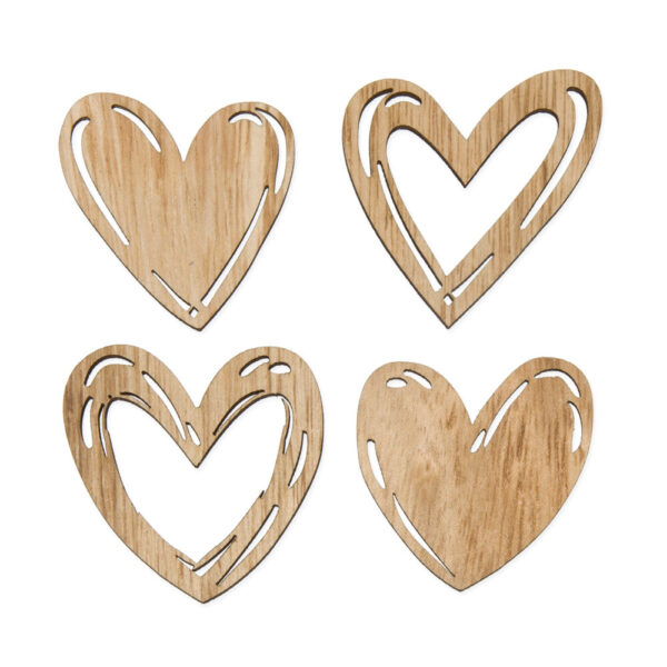 12 PZ CUORI LEGNO CM 5  (Cod. 34973-01)