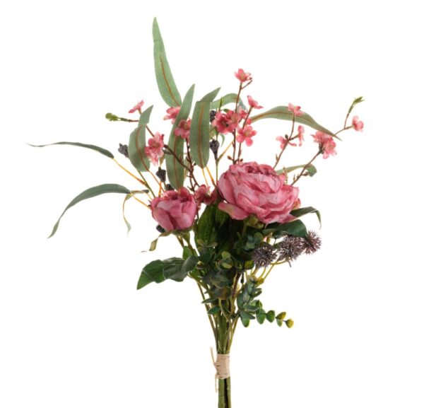 MAZZO MISTO PEONIA ECHINOPS FIOREL. EUCALYPTUS 55CM rosa (Cod. 34949-04)