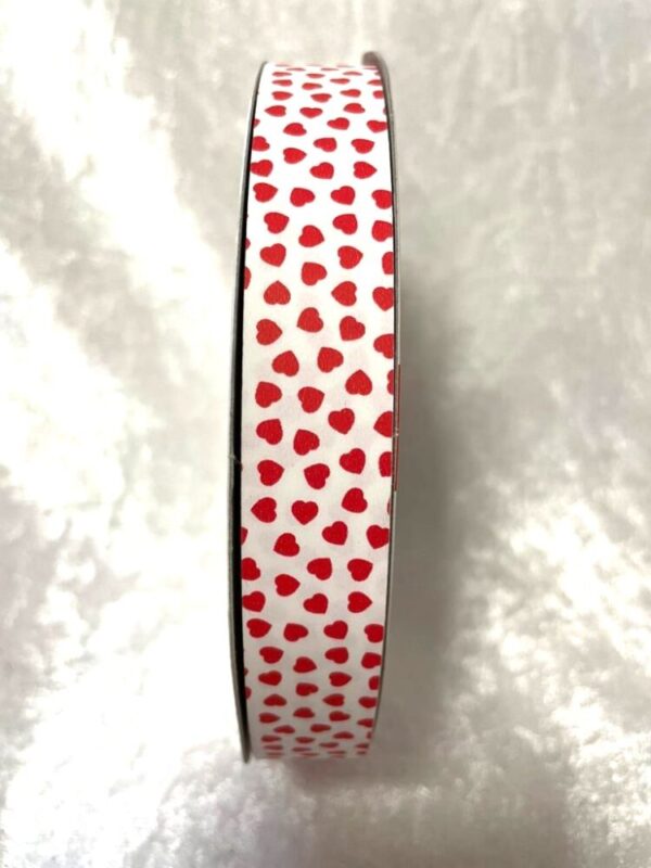 NASTRO AMORE MIO MM.19 MT.50 bianco-cuori-rossi (Cod. 25235-02)