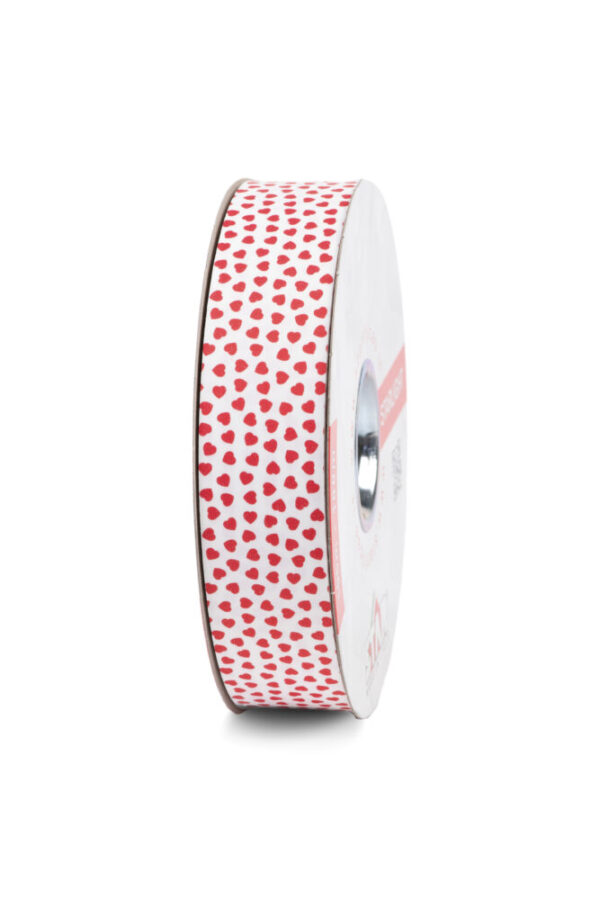 NASTRO AMORE MIO MM 31 MT 50 bianco-cuori-rossi (Cod. 25234-02)
