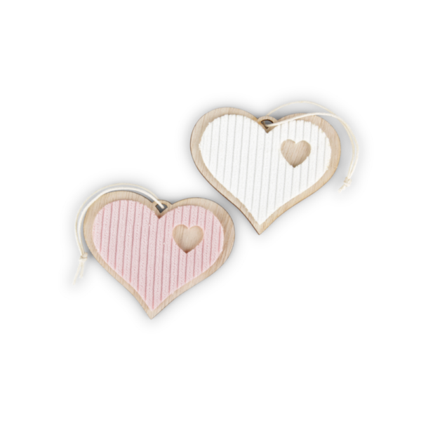 SET 24 CUORI CORDSTYLE CM 5,9X7X12,5 rosa-bianco (Cod. 35348-01)