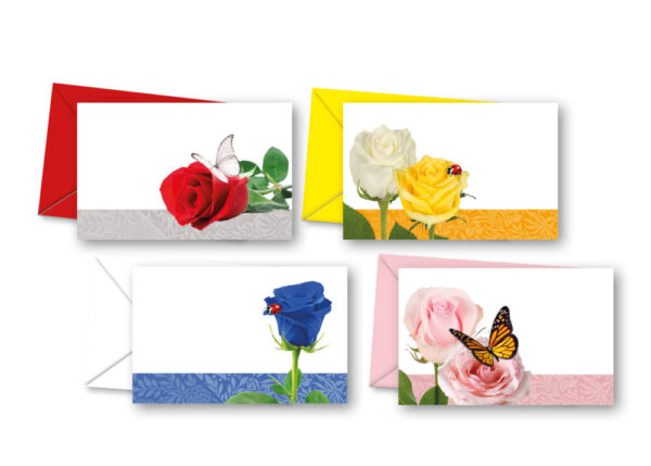 BIGLIETTI + BUSTE 100 PZ SOGGETTI MISTI 11X7 CM fiori-assortiti-339 (Cod. 23969-32)
