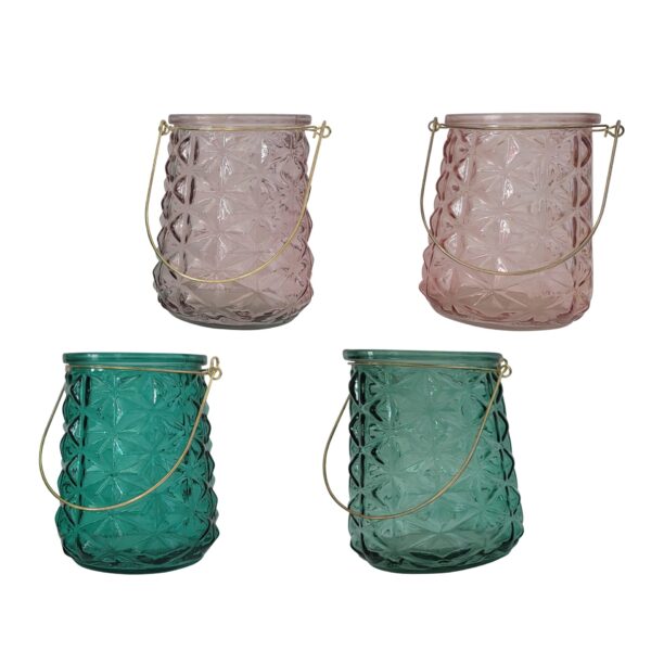 SET 4 PORTACANDELA VETRO D11 H13,5 CM  (Cod. 35007-01)