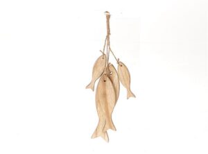 SET 4 PZ PESCI LEGNO D'APPENDERE 20 CM  (Cod. 35458-01)