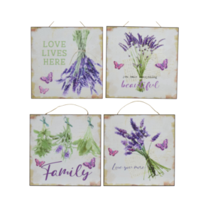QUADRETTO CON LAVANDA E FARFALLE 24X24 CM (1 PZ)  (Cod. 35042-01)