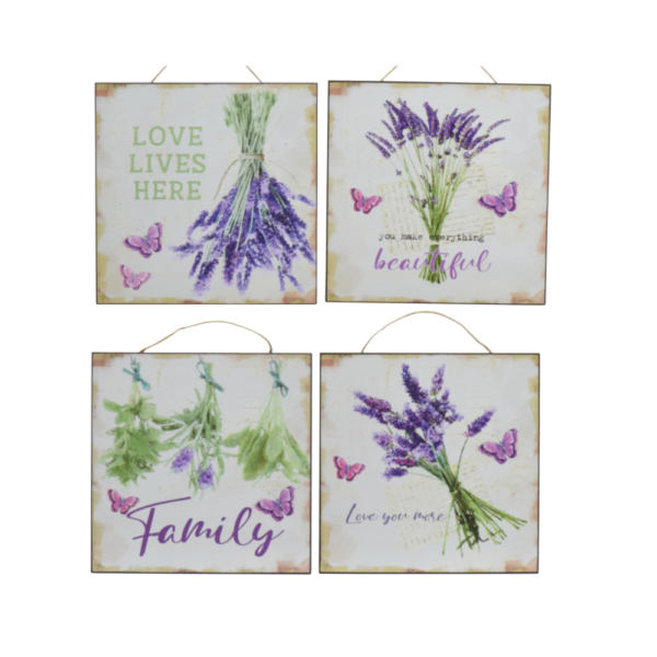 QUADRETTO CON LAVANDA E FARFALLE 24X24 CM (1 PZ)  (Cod. 35042-01)
