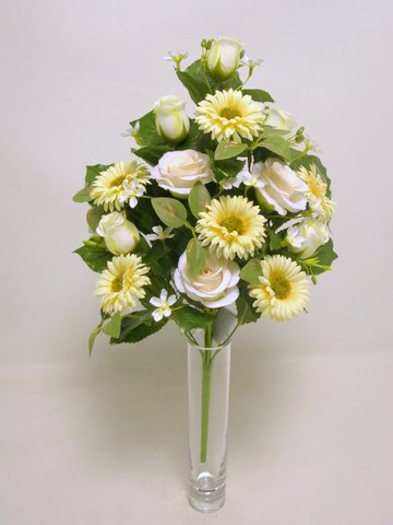 BUSH FRONTALE ROSE/GERBERA  crema (Cod. 32555-02)