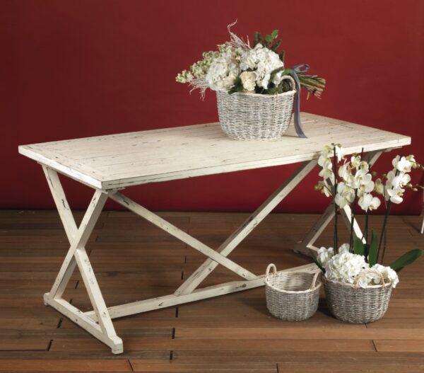 TAVOLO LEGNO 150X60 H78 bianco (Cod. 31356-02)