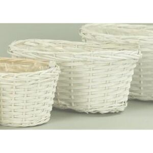 PORTAVASO VIMINI OVALE PER 2 VASI D18 bianco (Cod. 35682-01)