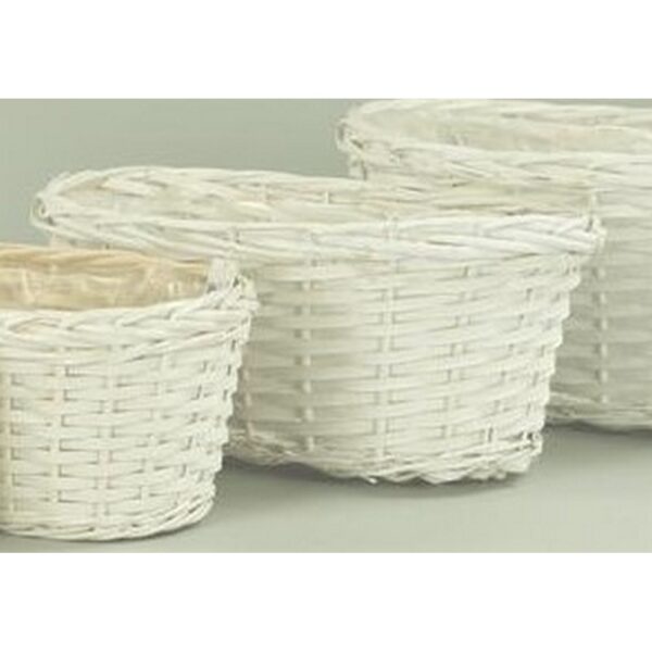 PORTAVASO VIMINI OVALE PER 2 VASI D18 bianco (Cod. 35682-01)