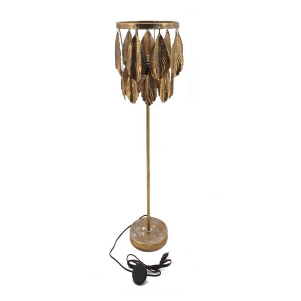 LAMPADA ART DECO' FOGLIE METALLO ORO D39 H160  (Cod. 35671-01)