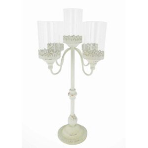 CANDELABRO 5 PORTACANDELE C/VETRI D36 H70 vb bianco (Cod. 35721-01)