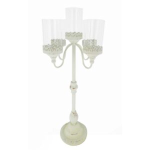 CANDELABRO 5 PORTACANDELE C/VETRI D36 H80 vb bianco (Cod. 35722-01)