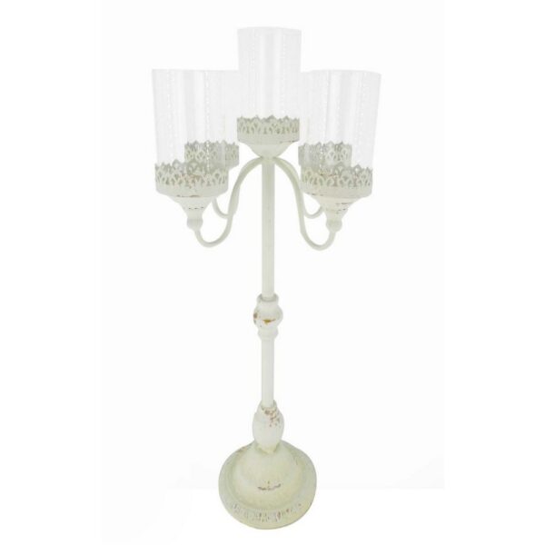 CANDELABRO 5 PORTACANDELE C/VETRI D36 H80 vb bianco (Cod. 35722-01)