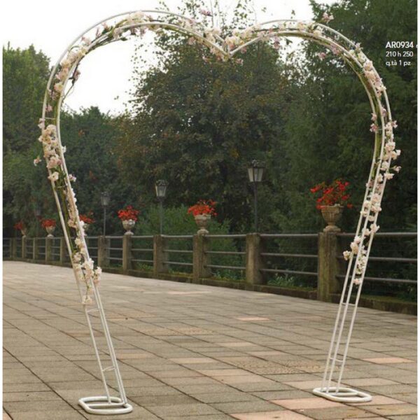 ARCO SPOSI CUORE METALLO BIANCO 210 X H250 vb  (Cod. 35733-01)