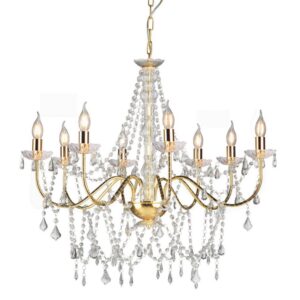 LAMPADARIO A SOSPENSIONE 8 LUCI ORO D.80 H.75  (Cod. 35672-01)