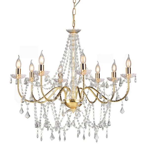 LAMPADARIO A SOSPENSIONE 8 LUCI ORO D.80 H.75  (Cod. 35672-01)
