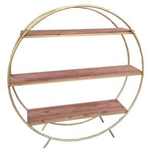 SCAFFALE METALLO ORO 3 PIANI LEGNO 152X34 H153  (Cod. 35658-01)