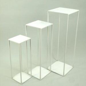 SET 3 ALZATE METALLO DA 20X20 H60 A 30X30 H90 CM bianco (Cod. 35821-01)