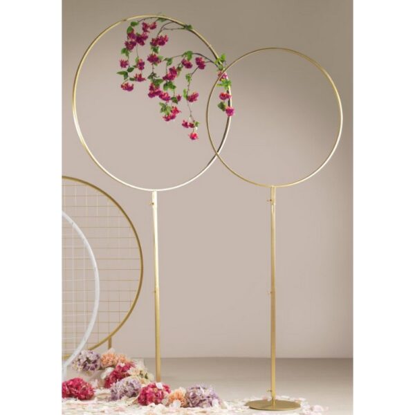 SET 2 STRUTTURE CERCHIO H190 D75 - H215 D100 oro (Cod. 35811-01)