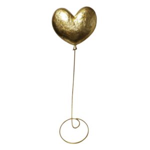SET 2 PALLONCINI METALLO A CUORE 3D H135 oro (Cod. 35812-01)
