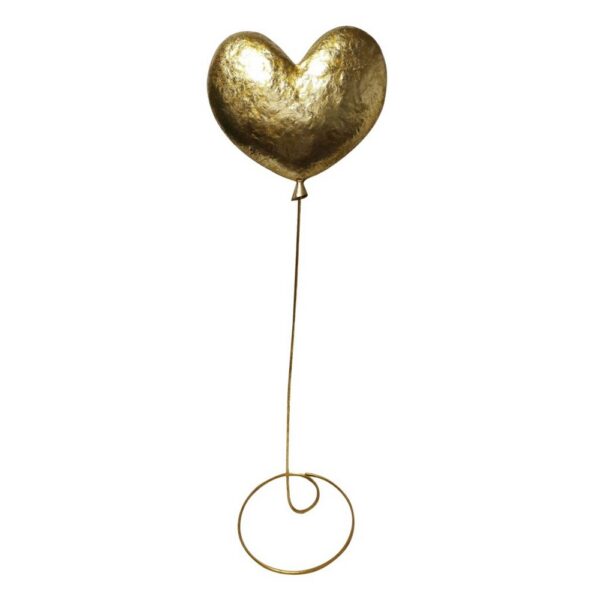 SET 2 PALLONCINI METALLO A CUORE 3D H135 oro (Cod. 35812-01)